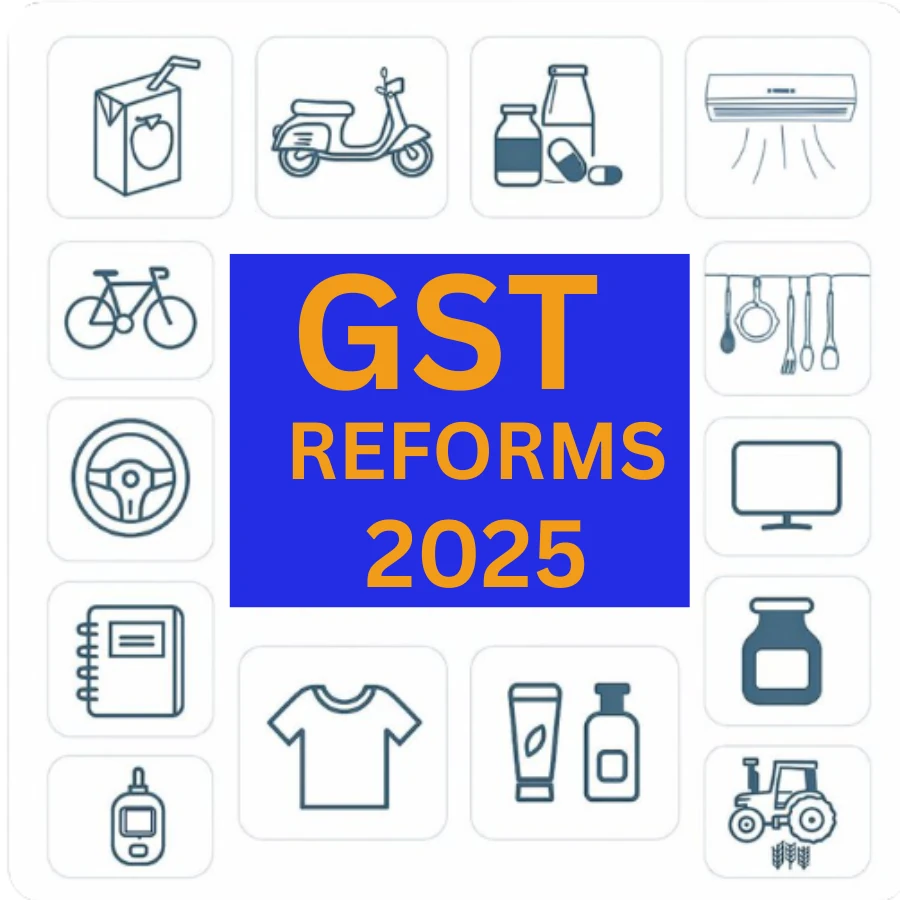 GST Reform 2025 India two-tier tax structure infographic showing new 5% and 18% slabs
