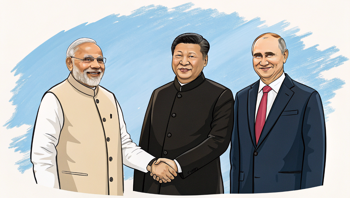 Leaders at the 2025 Tianjin SCO Summit discussing multipolar world order